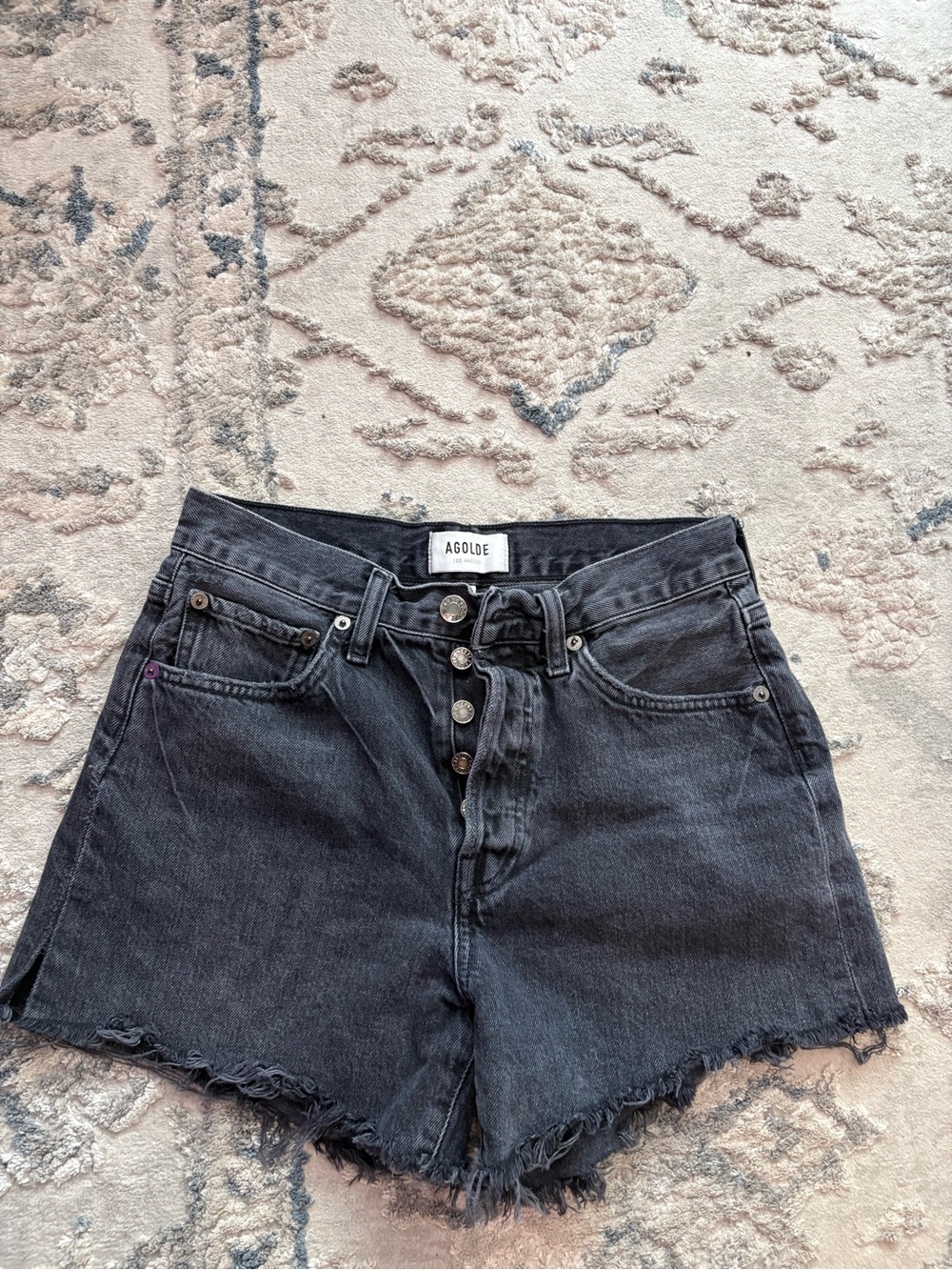 AGOLDE Washed Black High-Rise Denim Cutoff Shorts